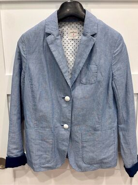 GAP Academy Blazer Blue / White Striped Cotton Polka Dot Interior Academia